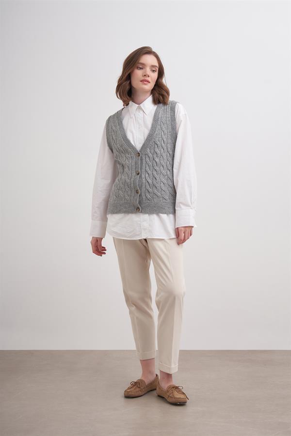 Laguna Düğmeli Süveter Br7042 Gri