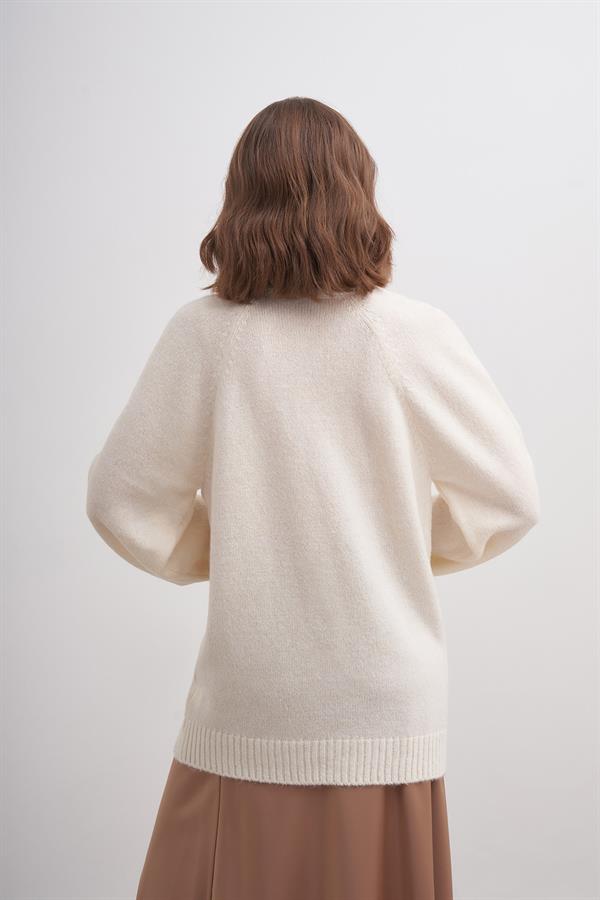 Omuzu Düğmeli Kazak BR7037 Ekru