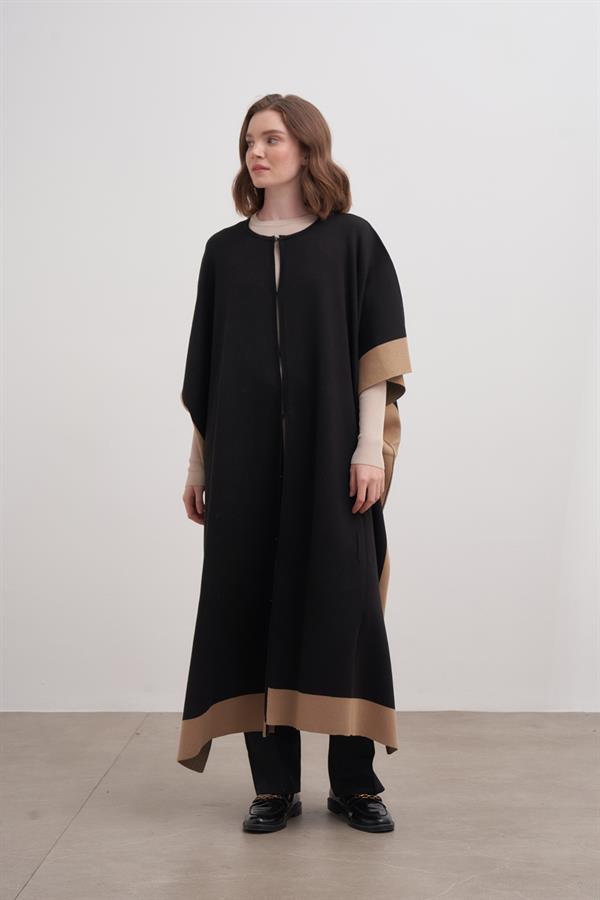 Pamuk Akrilik Panço Siyah/Camel