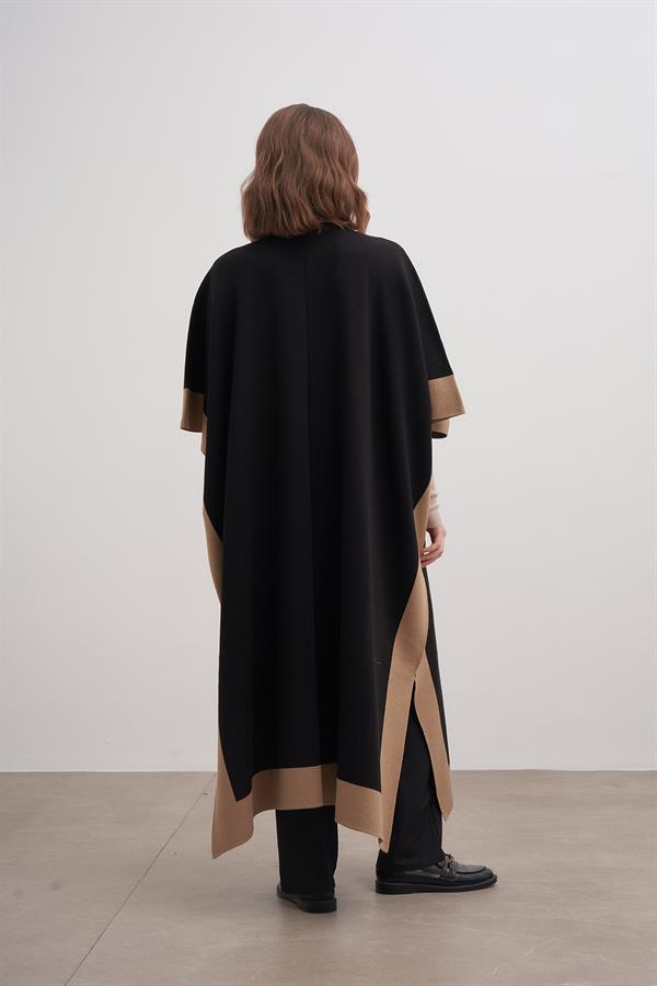 Pamuk Akrilik Panço Siyah/Camel