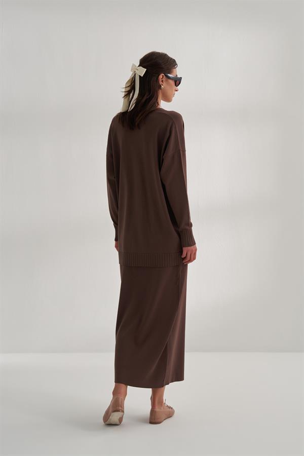 Rayon Merserize Etek Acı Kahve