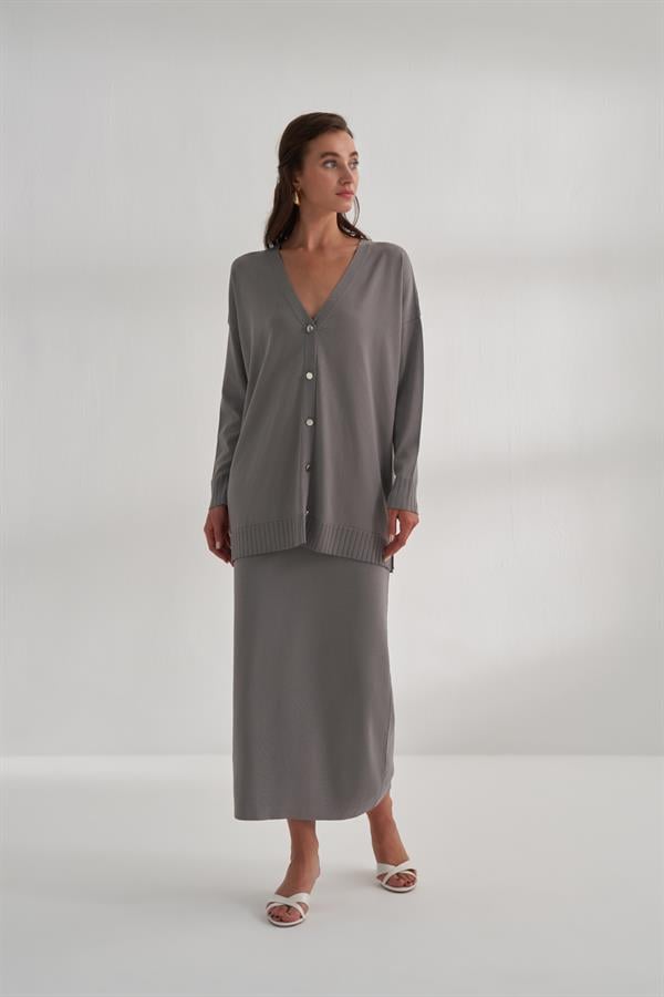 Rayon Merserize Etek Gri