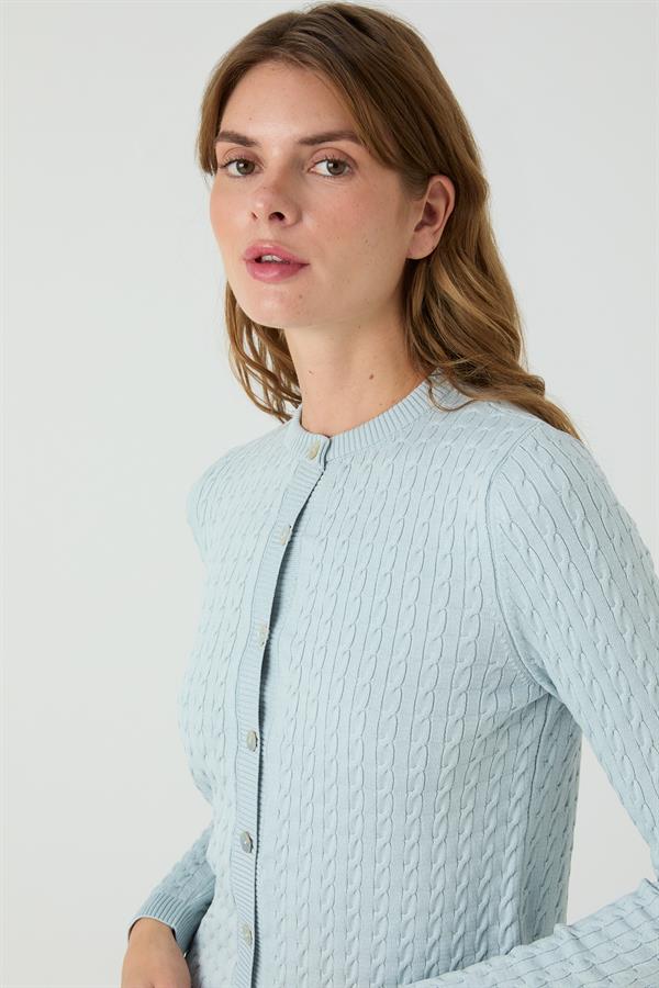 Palmiye Saçlı Hırka Bebe Mavisi