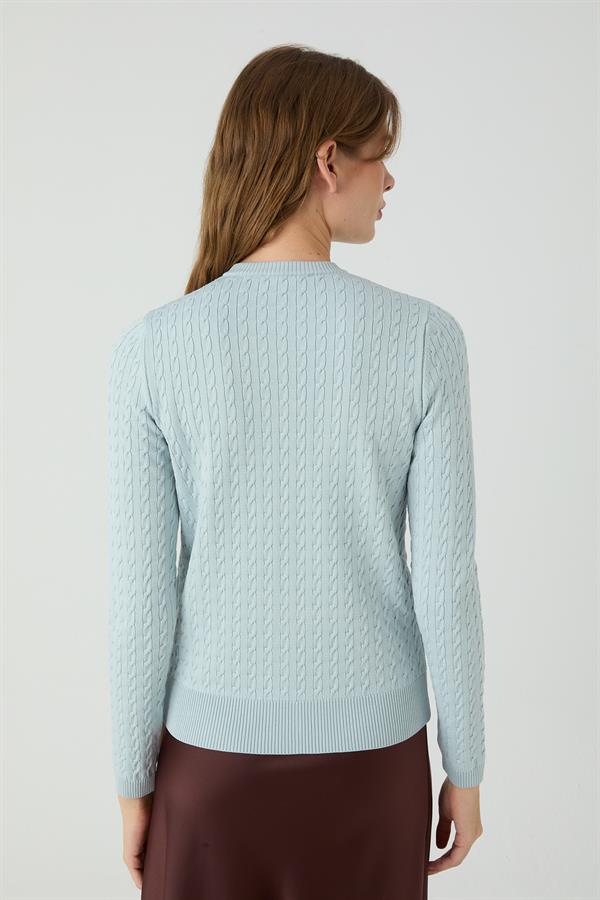 Palmiye Saçlı Hırka Bebe Mavisi