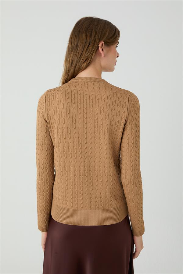 Palmiye Saçlı Hırka Bej