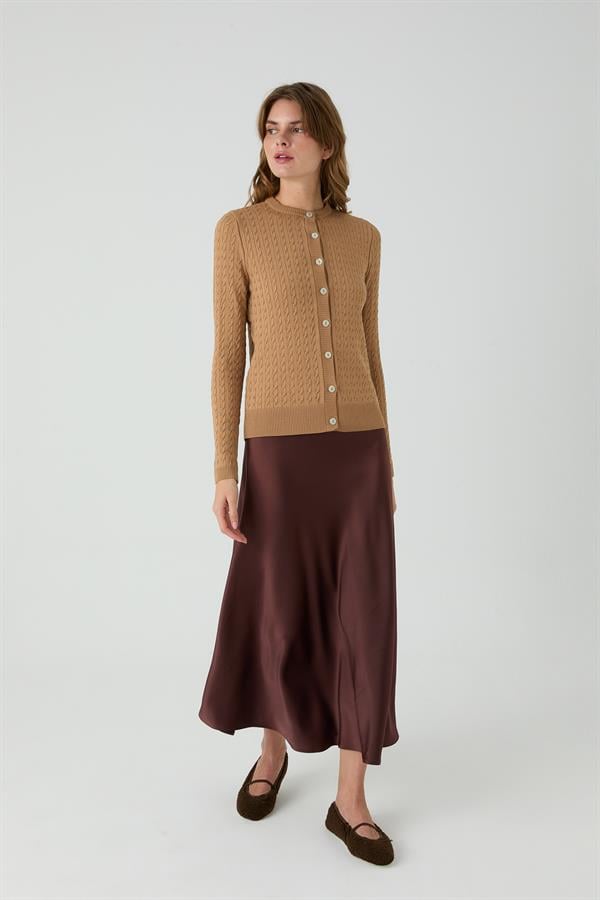 Palmiye Saçlı Hırka Bej