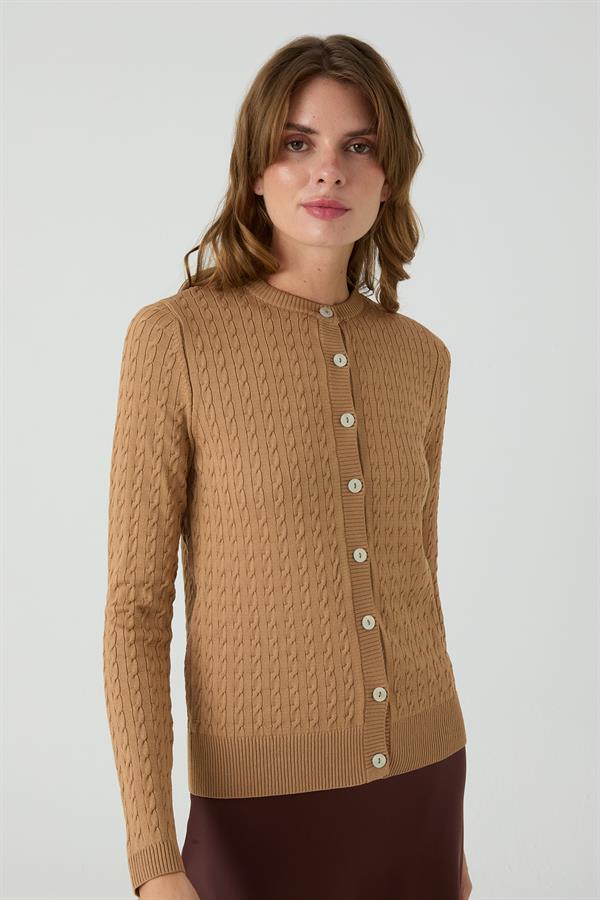 Palmiye Saçlı Hırka Bej