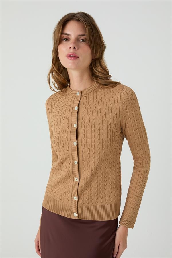 Palmiye Saçlı Hırka Bej