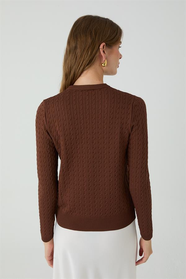 Palmiye Saçlı Hırka Kahverengi