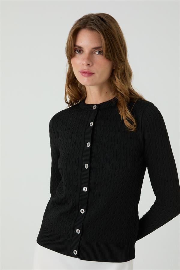 Palmiye Saçlı Hırka Siyah