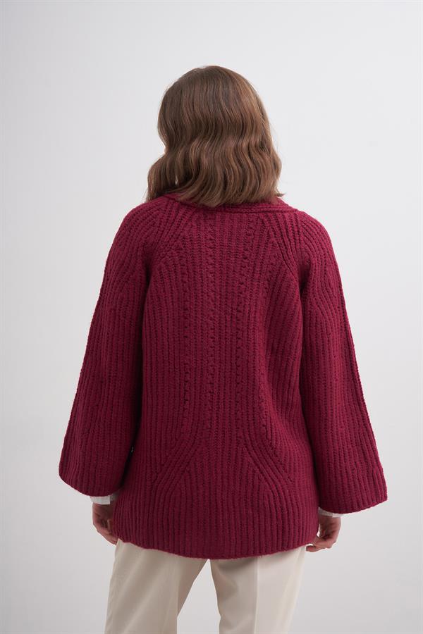 Selanik Düğmeli Hırka Br7046 Bordo