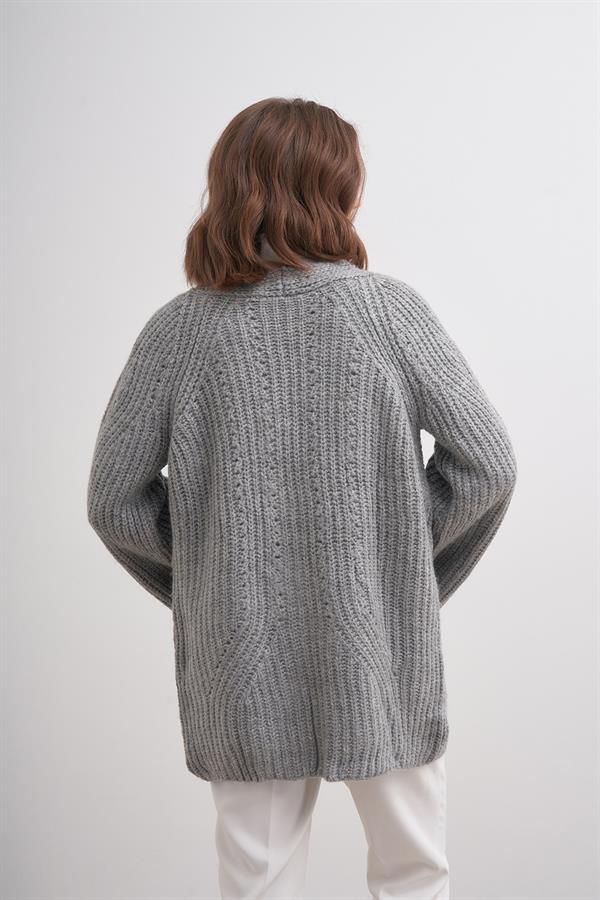 Selanik Düğmeli Hırka Br7046 Gri