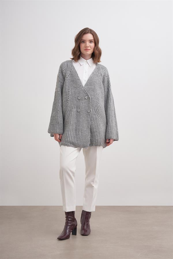 Selanik Düğmeli Hırka Br7046 Gri