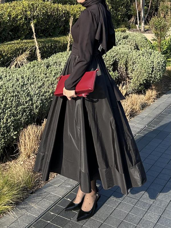 Robben Siyah Seyyar Kemerli Elbise