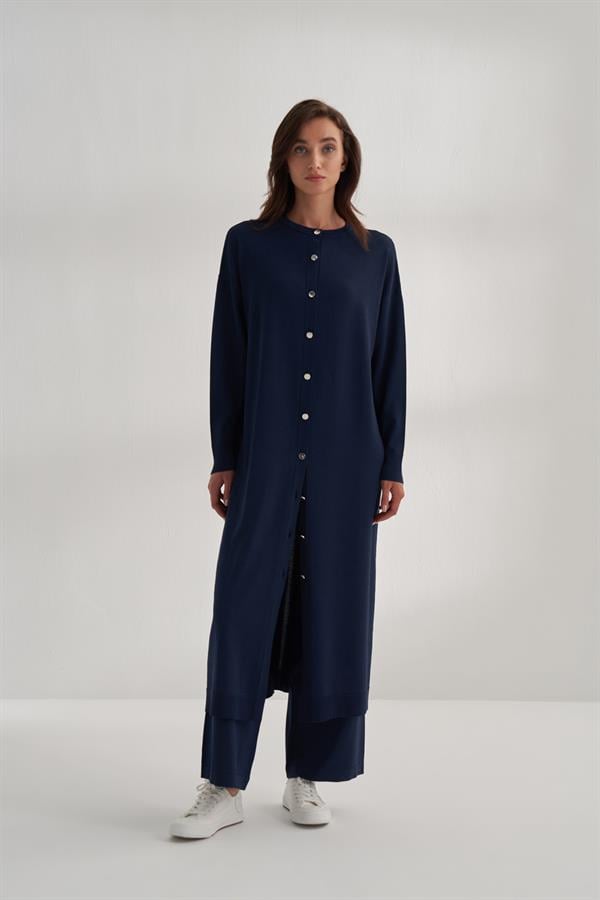 Uzun Rayon Merserize Hırka Lacivert