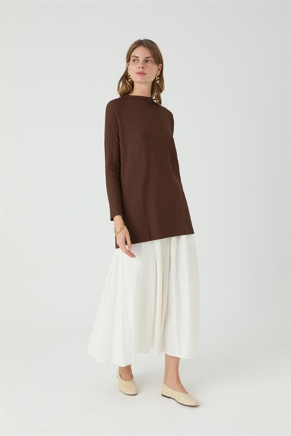 Uzun Tunik Cotonelit Acı Kahve