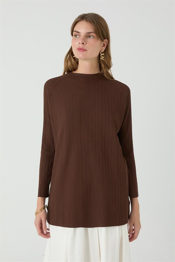 Uzun Tunik Cotonelit Acı Kahve