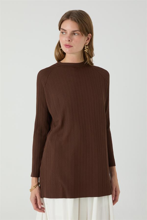 Uzun Tunik Cotonelit Acı Kahve