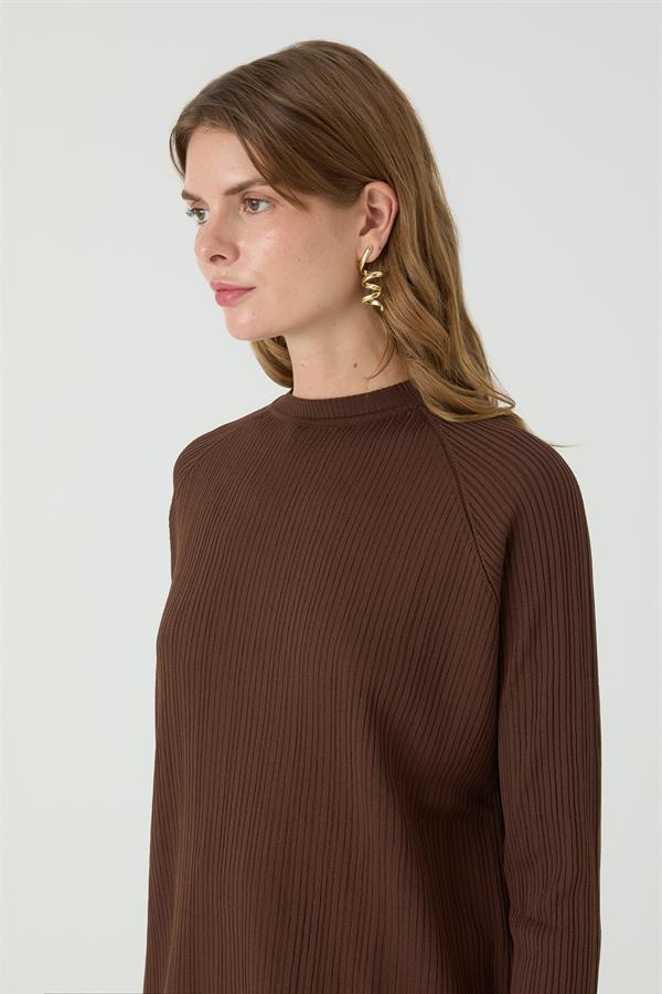 Uzun Tunik Cotonelit Acı Kahve