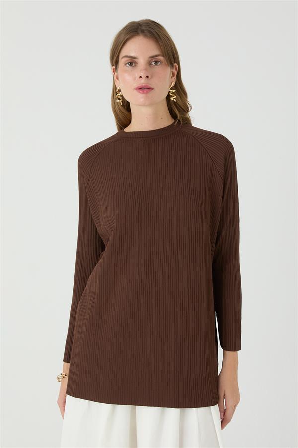 Uzun Tunik Cotonelit Acı Kahve