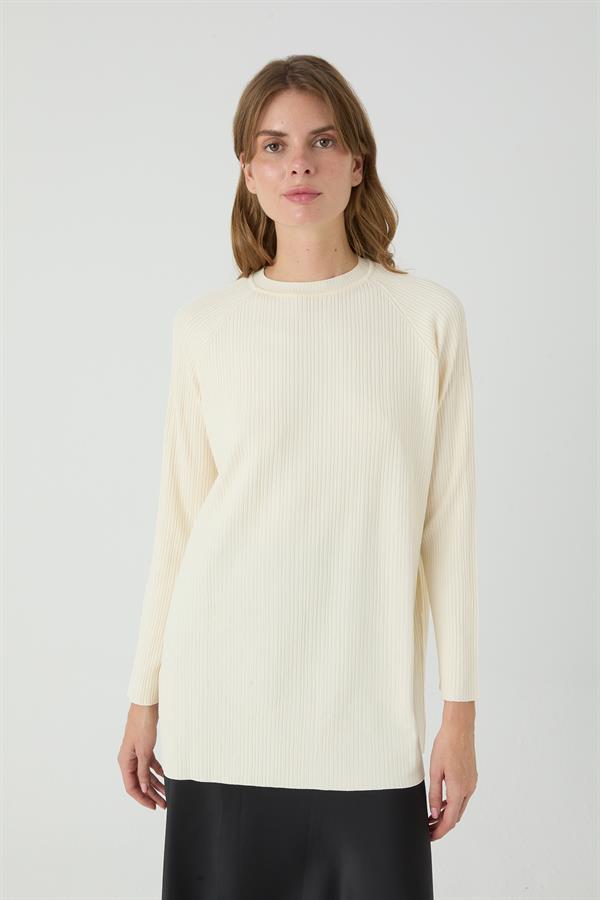 Uzun Tunik Cotonelit Ekru