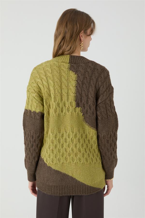 ARDIÇ V YAKA İNTERSİA YAĞ YEŞİLİ/KAHVE