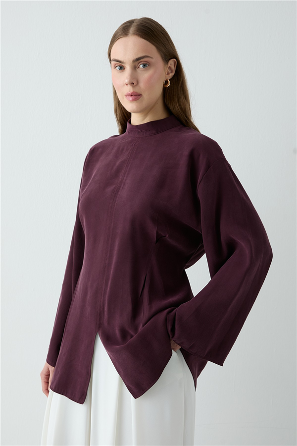 Yırtmaçlı Bluz Bordo