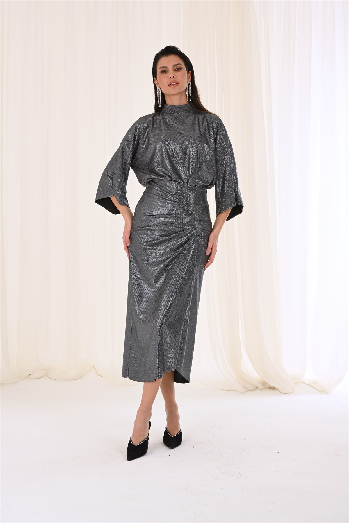 Gümüş Drape Etekli Takım