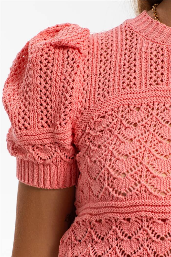 Avrile Ajurlu Kısa Kollu Tirko Kazak  PEMBE  A91786-S