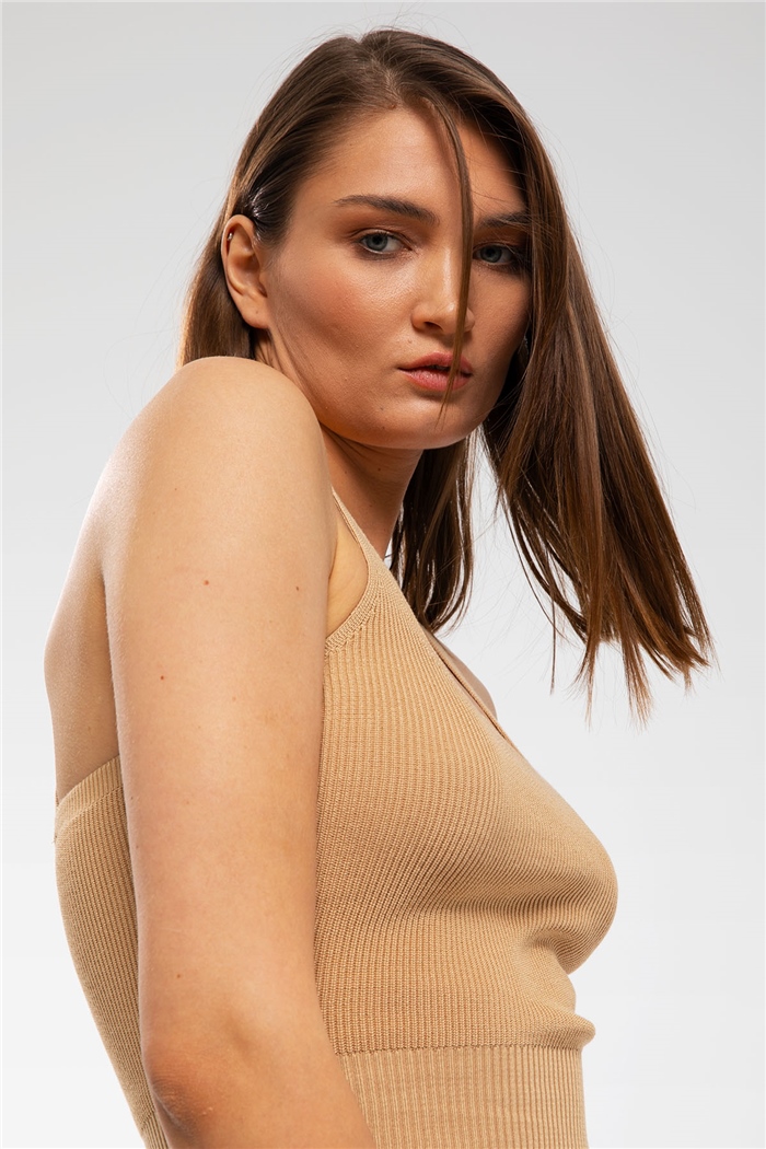 Avrile Arkası Çaprazlı Askılı Triko Atlet  CAMEL  A91724-S