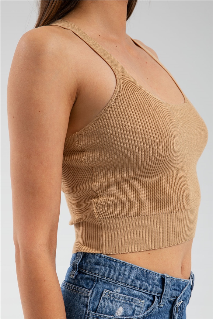 Avrile Arkası Çaprazlı Askılı Triko Atlet  CAMEL  A91724-S