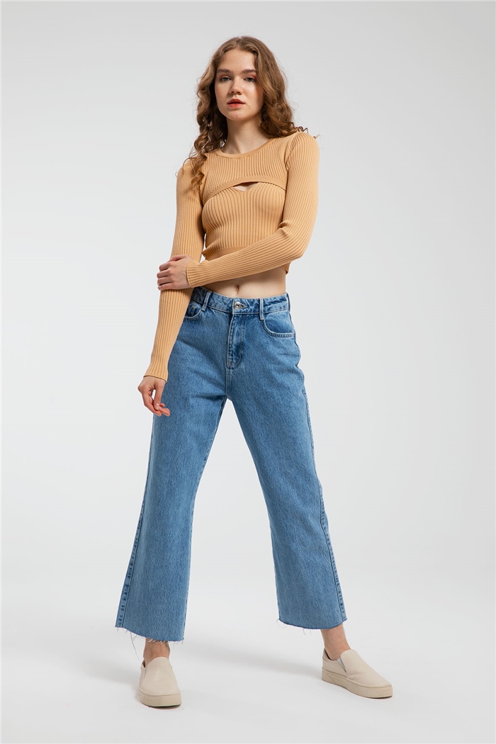 Avrile Atletli Kısa Triko Kazak  CAMEL  A91707-S