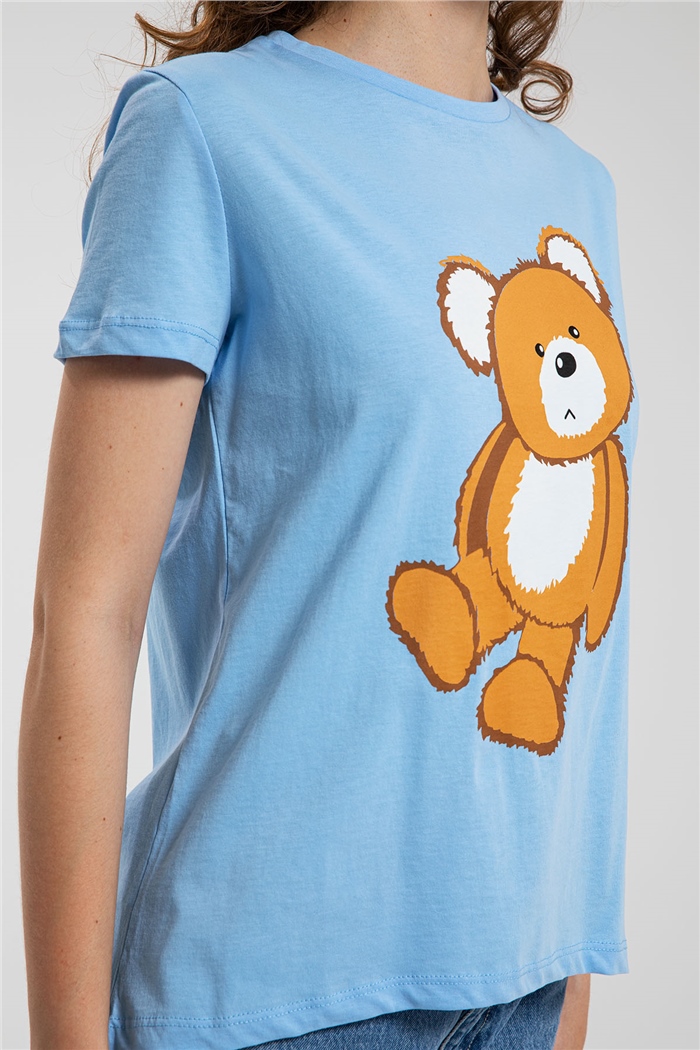Avrile Ayıcık Baskılı T-Shirt  BEBE MAVİ  A21-10433