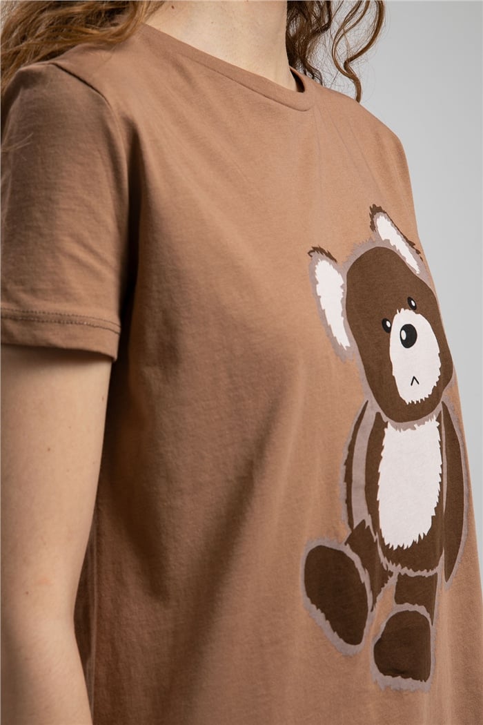 Avrile Ayıcık Baskılı T-Shirt  CAMEL  A21-10433
