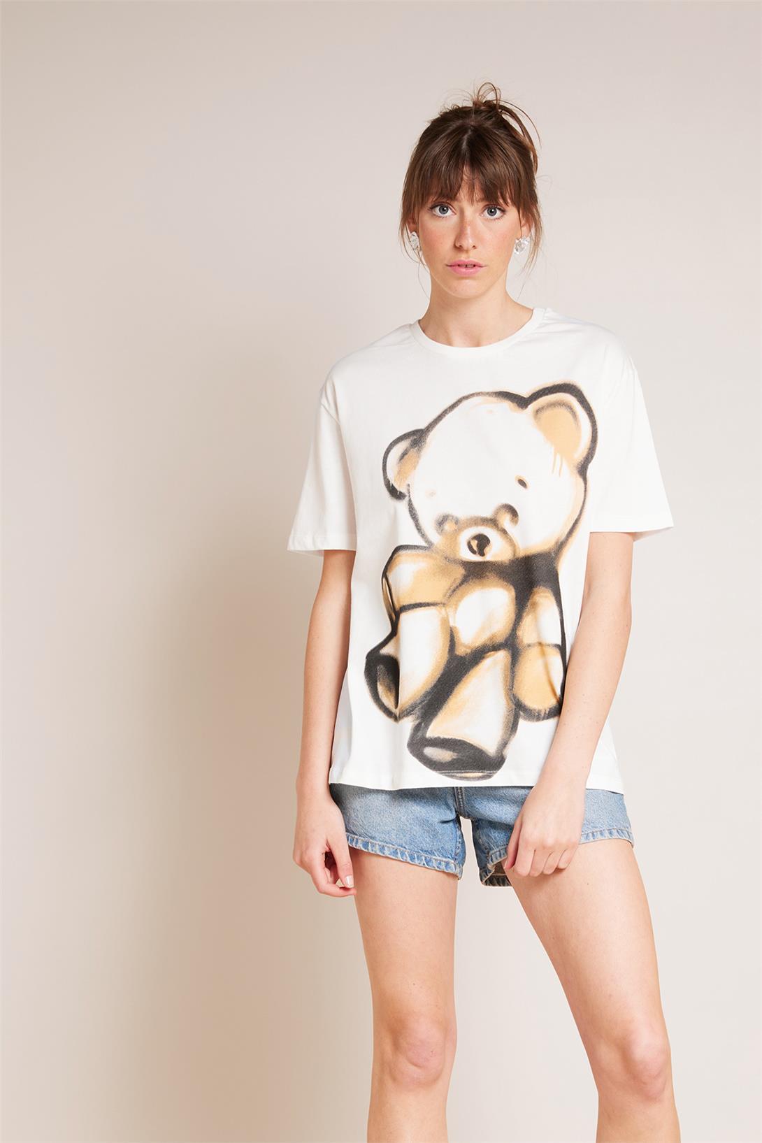 Avrile  AYICIK BASKILI T-SHIRT EKRU A25-10390