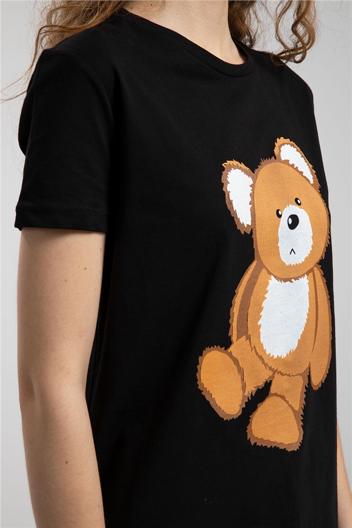 Avrile Ayıcık Baskılı T-Shirt  SİYAH  A21-10433