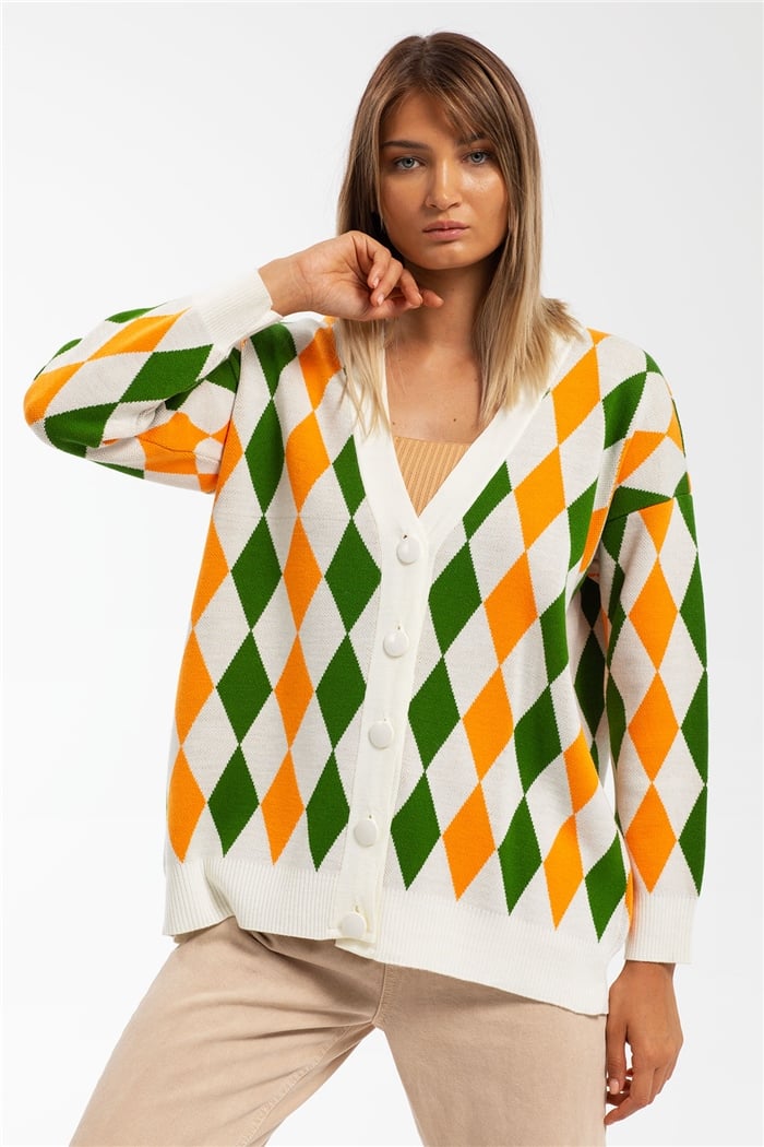 Avrile Baklava Desenli Triko Hırka  BEYAZ-BENETTON  A91824-S