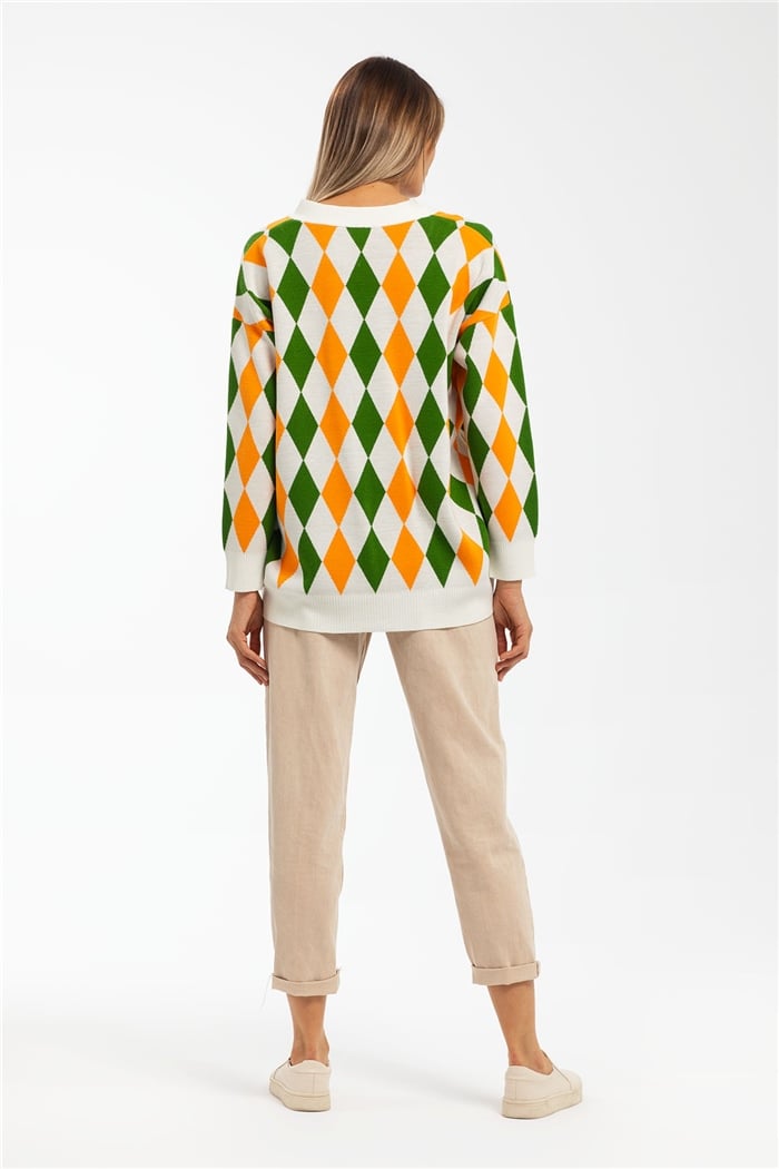 Avrile Baklava Desenli Triko Hırka  BEYAZ-BENETTON  A91824-S