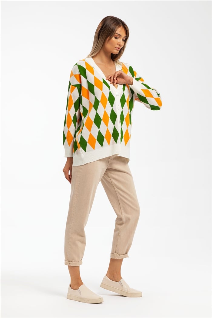 Avrile Baklava Desenli Triko Hırka  BEYAZ-BENETTON  A91824-S