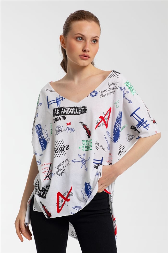 Avrile Baskılı Tişört  BEYAZ  A21-10401