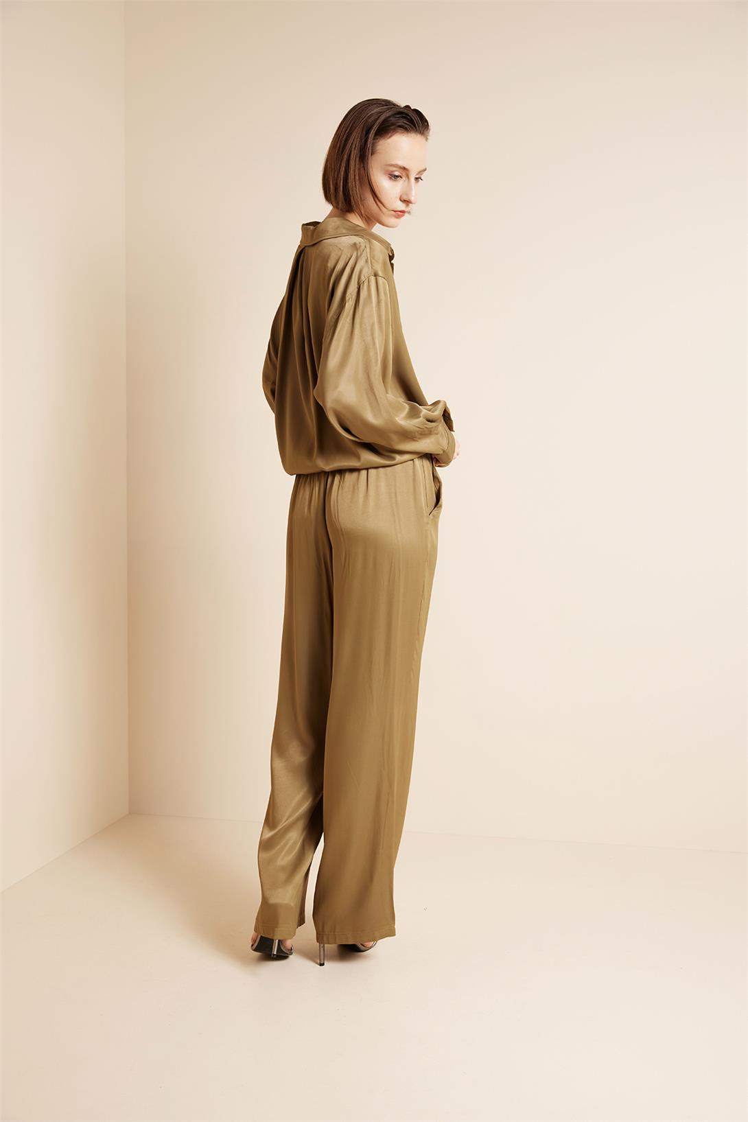 Avrile  BELİ BAĞLAMALI SATEN PANTOLON HAKİ A25-10339