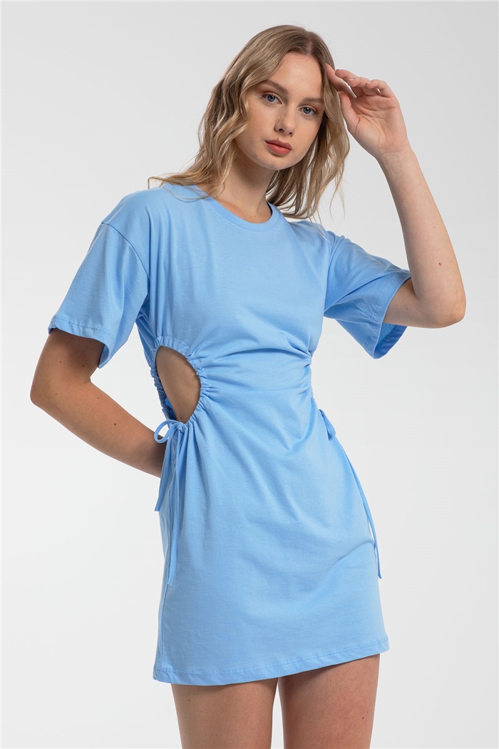Avrile Beli Dekolteli Elbise  BEBE MAVİ  A21-10479