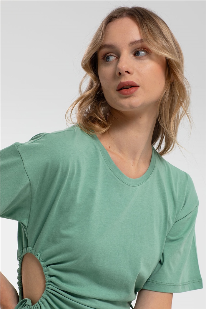 Avrile Beli Dekolteli Elbise  MİNT YEŞİLİ  A21-10479