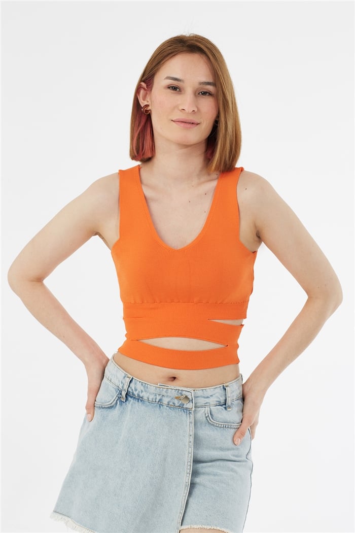 Avrile Beli Dekolteli Triko Atlet  ORANJ  A91725-S
