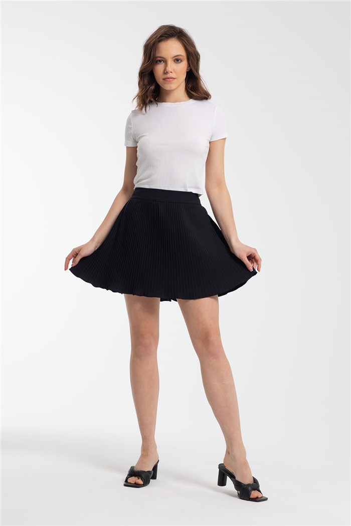 Avrile Beli Lastikli Etek  SİYAH  A21-10386