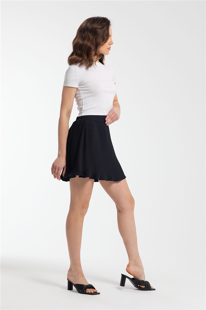 Avrile Beli Lastikli Etek  SİYAH  A21-10386