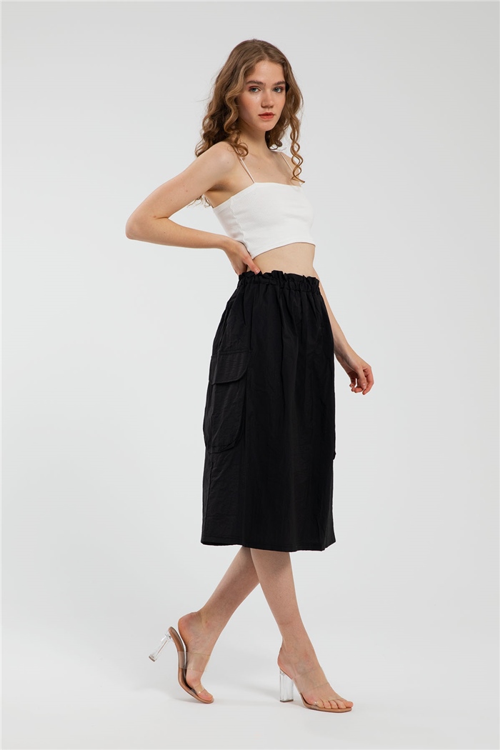 Avrile Beli Lastikli Etek  SİYAH  A21-10451