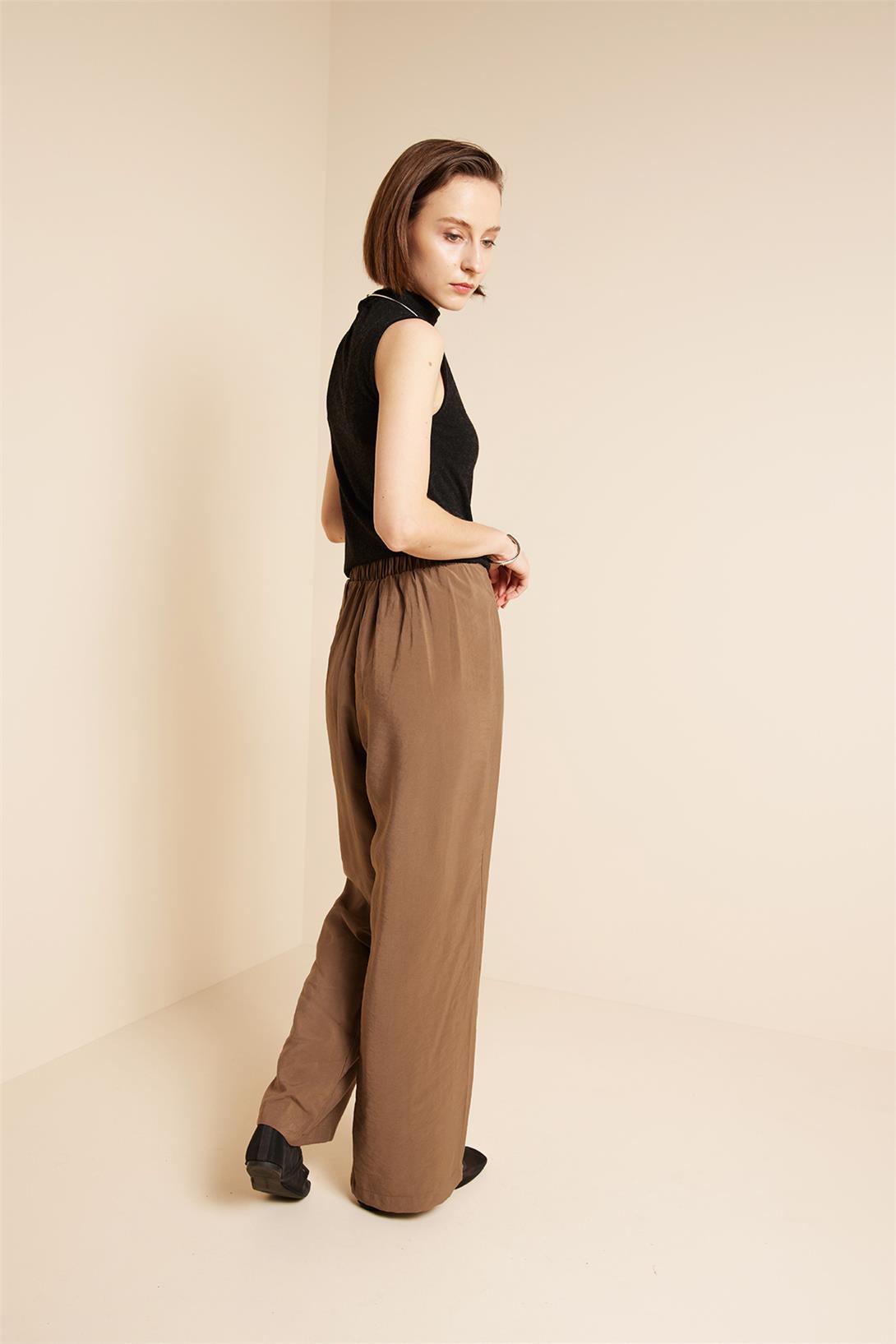 Avrile  BELİ LASTİKLİ PANTOLON KAHVE A25-10344