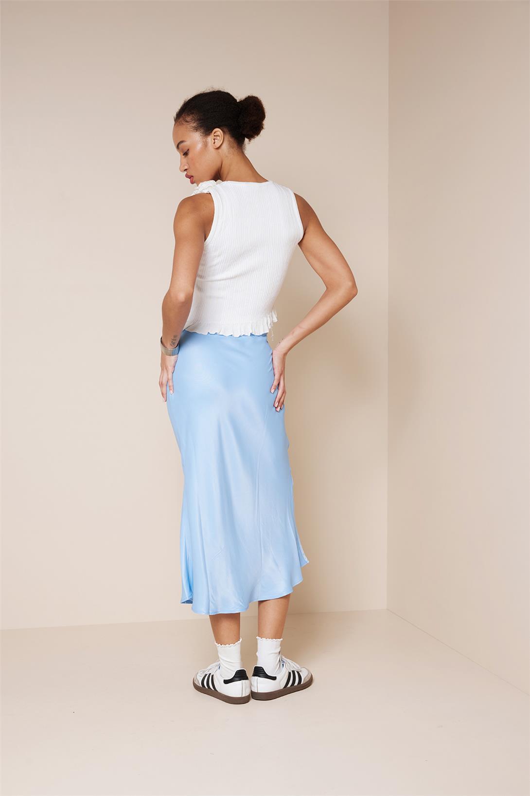 Avrile  BELİ LASTİKLİ SATEN MİDİ ETEK BEBE MAVİ A25-10338
