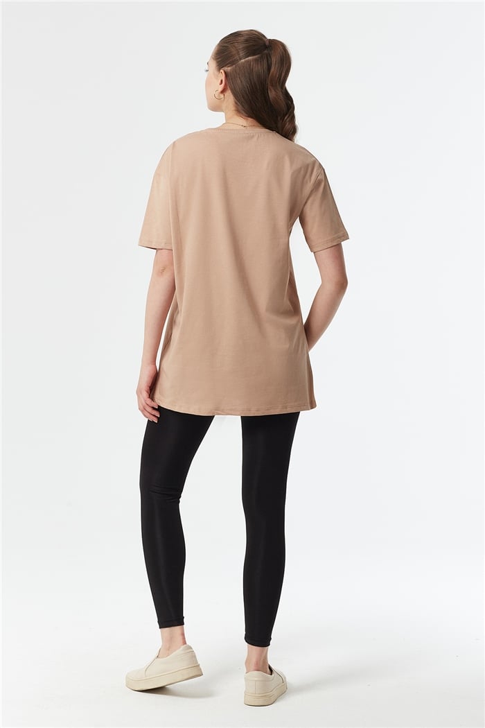 Avrile Bisiklet Yaka Basic Uzun T-shirt  BEJ  A22-10531